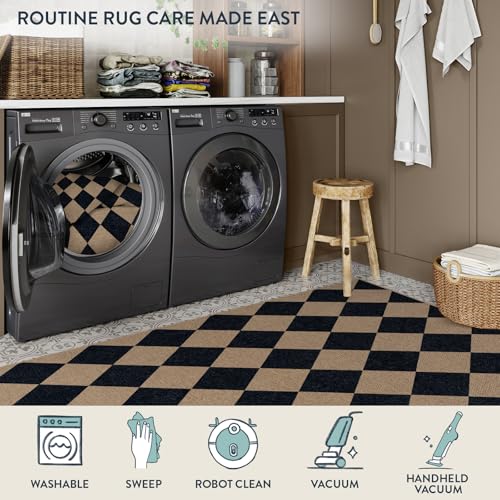 Checkered Easy Jute Living Room Rug (80 Sq Ft)