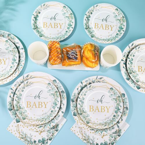 168 PCS Sage Green Baby Shower Decorations Neutral (168 Count)