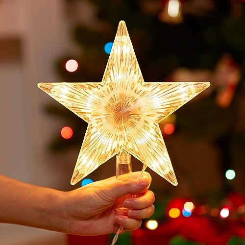 Christmas Tree Topper Lighted Star with Built