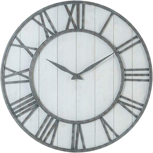 30 inch Farmhouse Metal & Solid Wood Noiseless Wall Clock