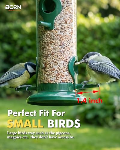 Metal Bird Feeders 6 Ports Hanging Wild Bird Seed Feeder for Mix Seed Blends (2 Count)