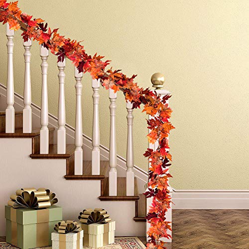 2 Pack Fall Maple Leaf Garland Artificial Maple Garland (11.8 Foot)