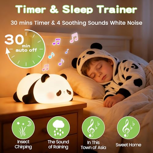 Panda Night Light with White Noise