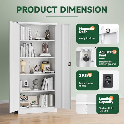 Metal Garage Storage Cabinets with Lock Door and Adjustable Shelves