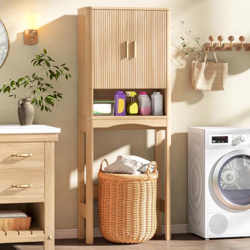Farmhouse Over Toilet Storage Cabinet with 2 Fluted Doors