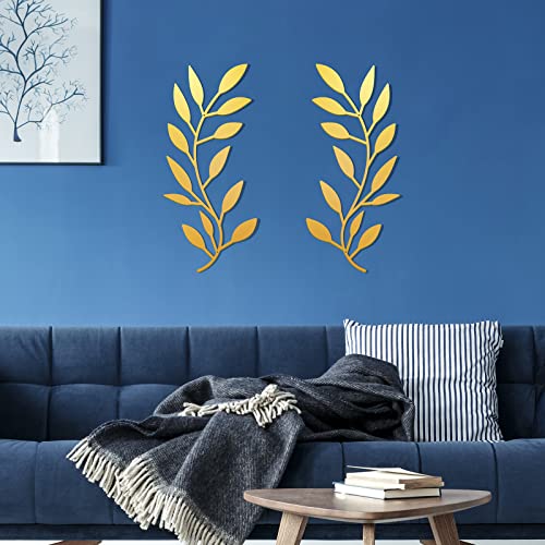 2 Pcs Metal Leaf Wall Art Vine Branch Decor (2 Count)
