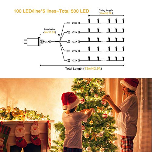 500 LED Warm White Christmas Tree Lights Plug in (42.9 Foot)