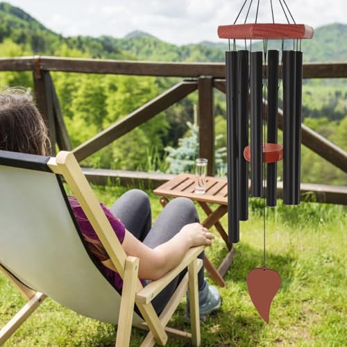 Memorial Wind Chimes for Outside 30 inch Black Sympathy Gift Decor Outdoor