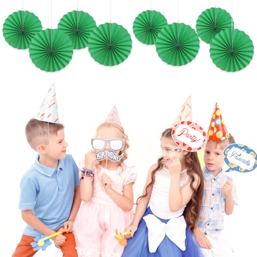 Green Party Decorations Green Hanging Paper Round Fans Bulk 12inch DIY (12 Count)