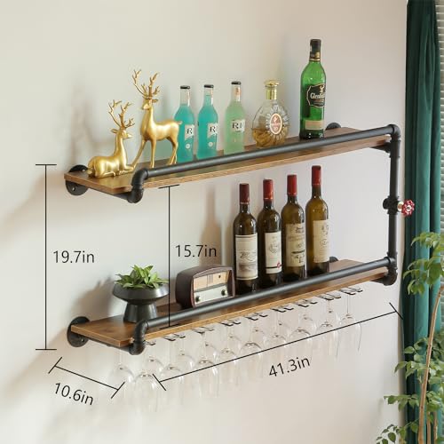 41 Inch Wine Rack Wall Mounted 2 Tier