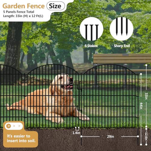 5 Panels Garden Fence Animal Barrier with Lock