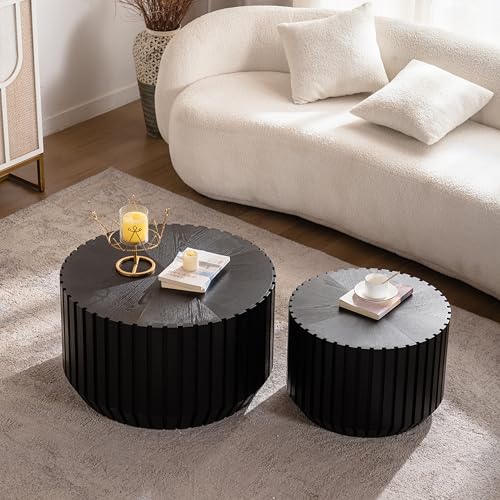 Fluted Round Coffee Table Set of 2 (2 Count)