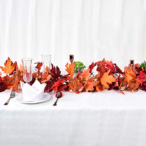 2 Pack Fall Maple Leaf Garland Artificial Maple Garland (11.8 Foot)