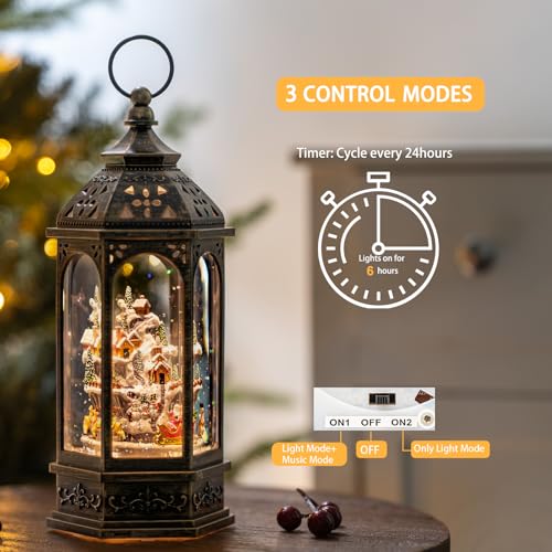 Animated Christmas Village Buildings with Moving Figurines Lighted Water Lantern