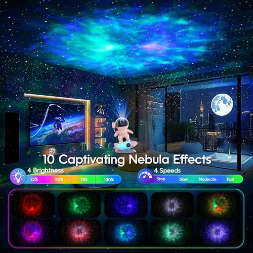 Astronaut Galaxy Projector Night Lights with Rocket Lamp