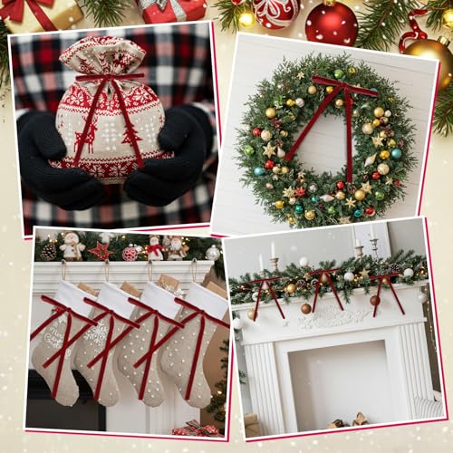 79 x 28 Inch Large Wine Red Bow Christmas Tree Topper with 30 Small Bows