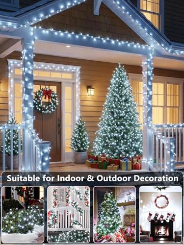 Extendable Christmas String Lights Indoor Outdoor 42.8FT 100 LED Cool White