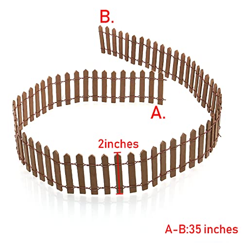 35 Inch Miniature Fairy Garden Fence DIY Wood Decorative Ornament Fence for Dollhouse Succulent Plant Pot Studio Scenes (140 sq inches)