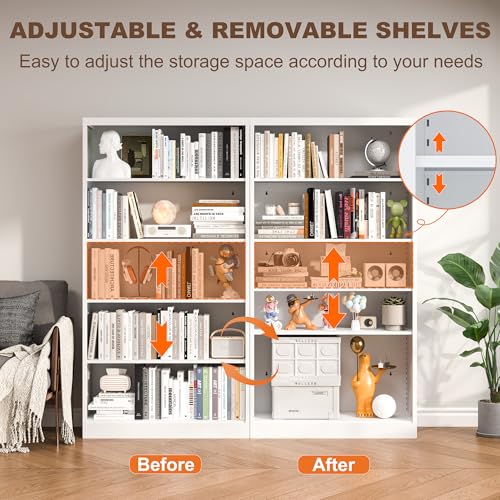 55” White Bookshelf (5 Count)