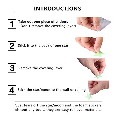Glow in The Dark Stars Stickers for Ceiling (200 Count)