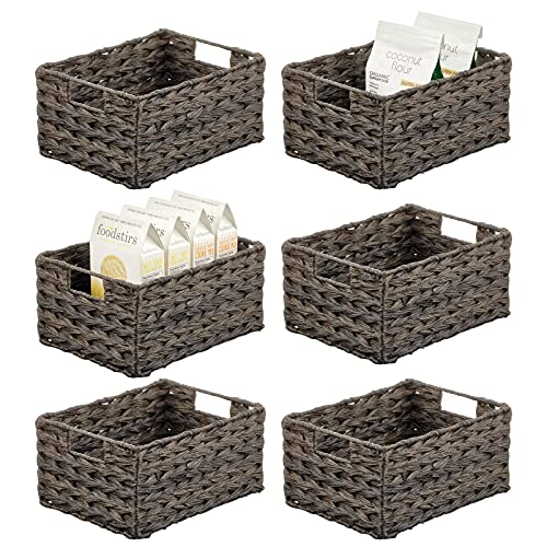 Woven Farmhouse Kitchen Pantry Food Storage Organizer Basket Box (6 Count)
