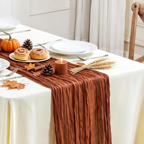 6 Pack Fall Table Runner Terracotta Cheesecloth 35×120 Inch Boho Home Decor