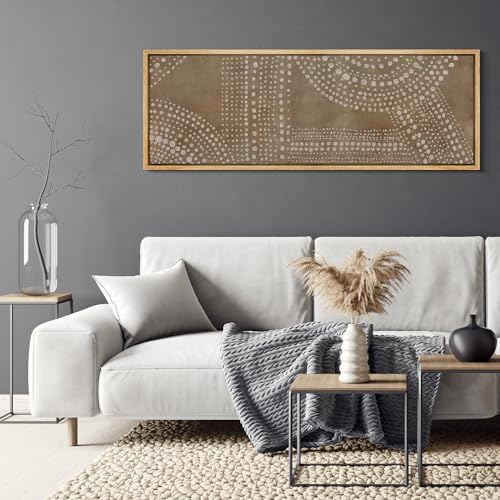 Large Framed Canvas Print Wall Art Abstract Dot Matrix Canvas Art in Earth Tones Antique Retro Fine Art Illustrations Decorative Colorful for Bedroom