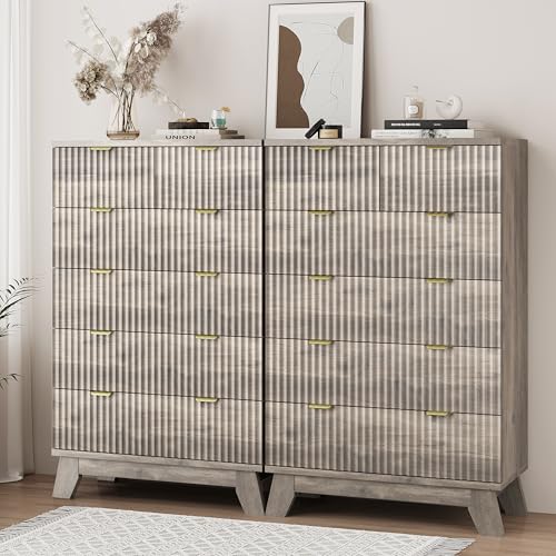 Fluted Dresser for Bedroom with 6 Drawers