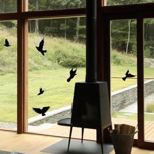 Anti Collision Large Black Bird Shape Window Clings (16 Count)