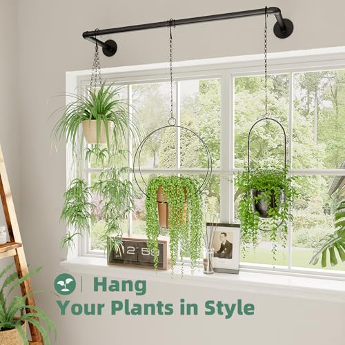 Plant Hanger Indoor Hanging Planters for Indoor Plants Hanging Plant Holder Black Metal Rod