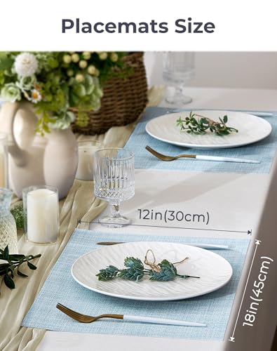 Soft Sky Blue Woven Placemats Set of 4 (3.2 Count)