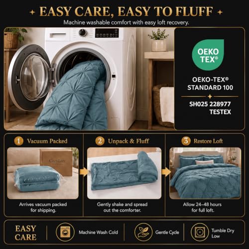 Oversized Queen Comforter Set Mineral Blue
