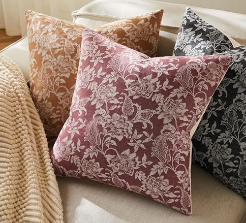 Floral Jacquard Throw Pillow Covers Set of 2 (2 Count)