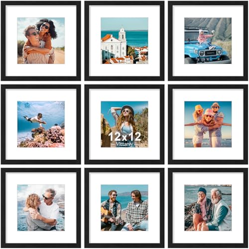 12x12 Picture Frames Set of 9 for Wall Mounting (9 Count)
