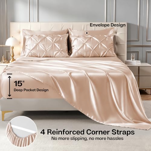 Satin Full Size Comforter Set Champagne