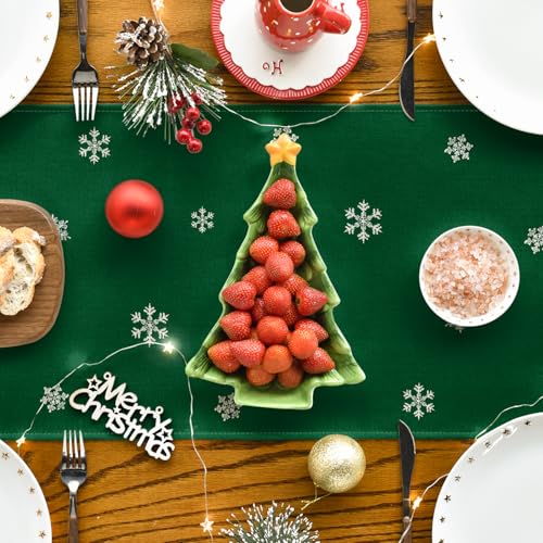 Green Xmas Trees Table Runner Home Party Decor 13x72 Inch
