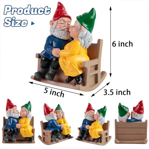 Kiss Garden Gnome Statue Couple in Love Collectible Figurine Nome Lover Couple Statues Indoor Outdoor Yard Home Décor