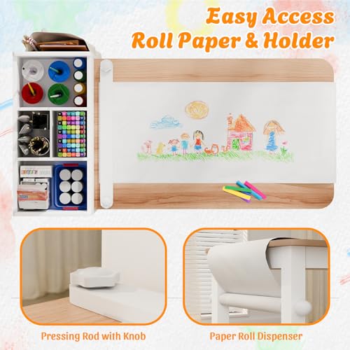 Kids Art Table and Chair Set with 2 Chair & Bins (3 Count)