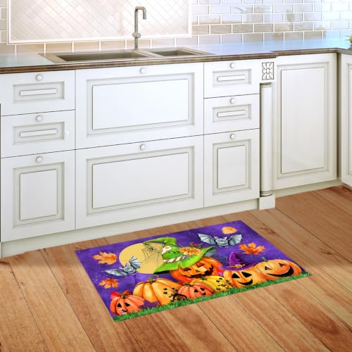 Halloween Doormat 30x18 Indoor Outdoor Happy Jack O Lanterns for Halloween Doormat (3.75 Sq Ft)