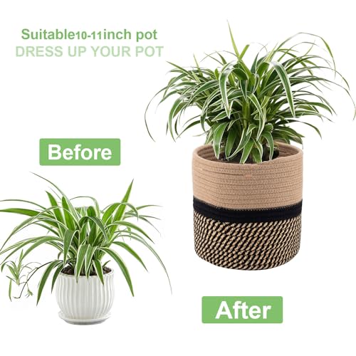 Woven Cotton Rope Plant Basket for 11" Flower Pot