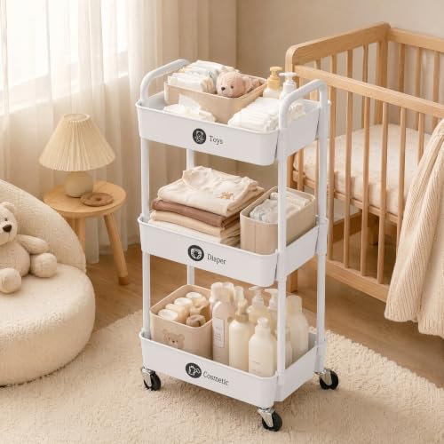 3 Tier Rolling Cart with Wheels (3 Count)