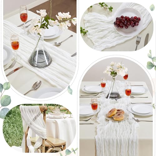 White Cheesecloth Table Runner 35×120Inch Fall Boho Wedding Home Decor