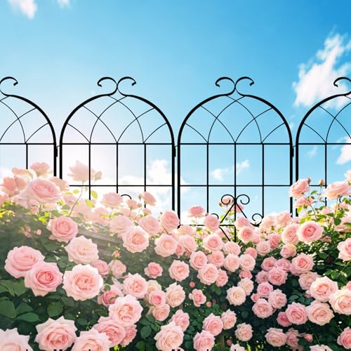 78.4 x 80in Rustic Iron Arch Decoration Garden Trellis with Black Metal Coating (4 Count)