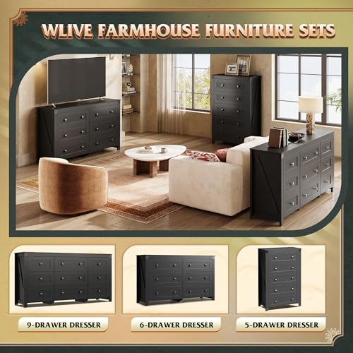 Farmhouse Black Dresser for Bedroom