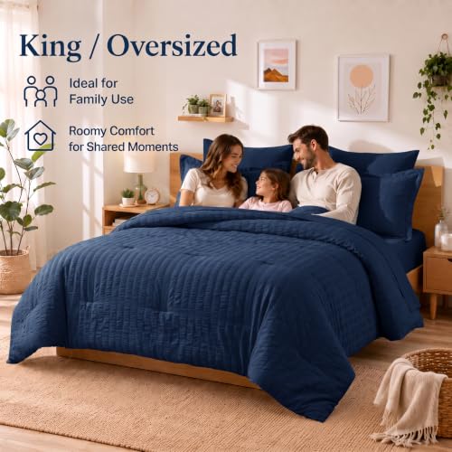 Oversized Queen Seersucker Comforter Set
