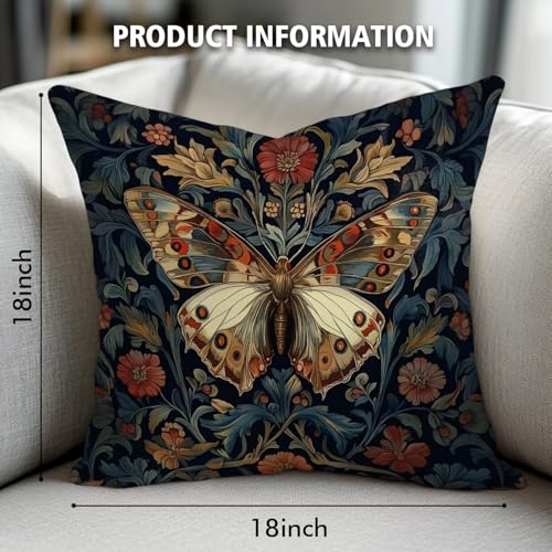 William Morris Abstract Vintage Floral Velvet Butterfly Design Throw Pillow Covers Home Decor