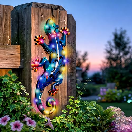 Solar LED Light Lizard Outside Wall Garden Decorations for Yard Pendant