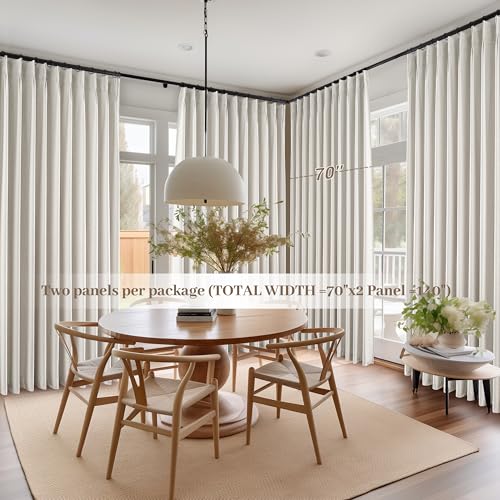 Blackout Curtains 70 Inches Wide Pinch Pleated for Bedroom Window (2 Count)