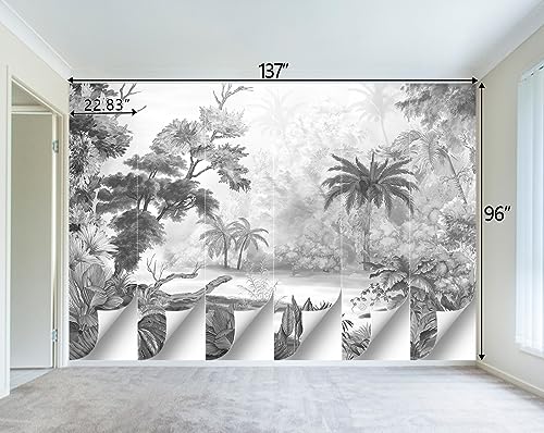 Grey Tropical Rainforest Plant wallpeper Living Room Bedroom Jungle Botanical wall Mural