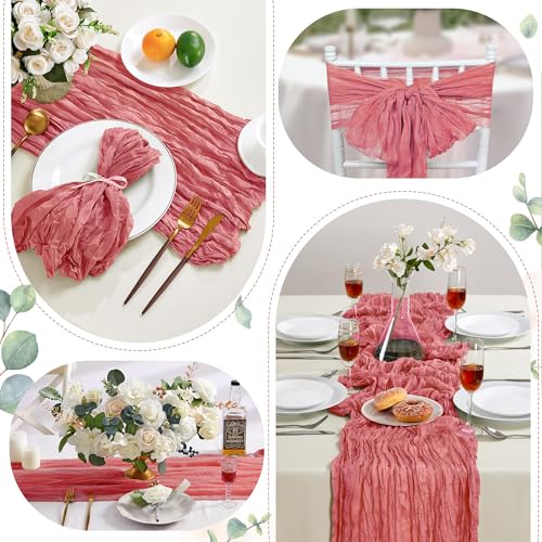 6 Pack Rose Cheesecloth Table Runner 35×120Inch Fall Boho Gauze Home Decor (21.12 Ounce)